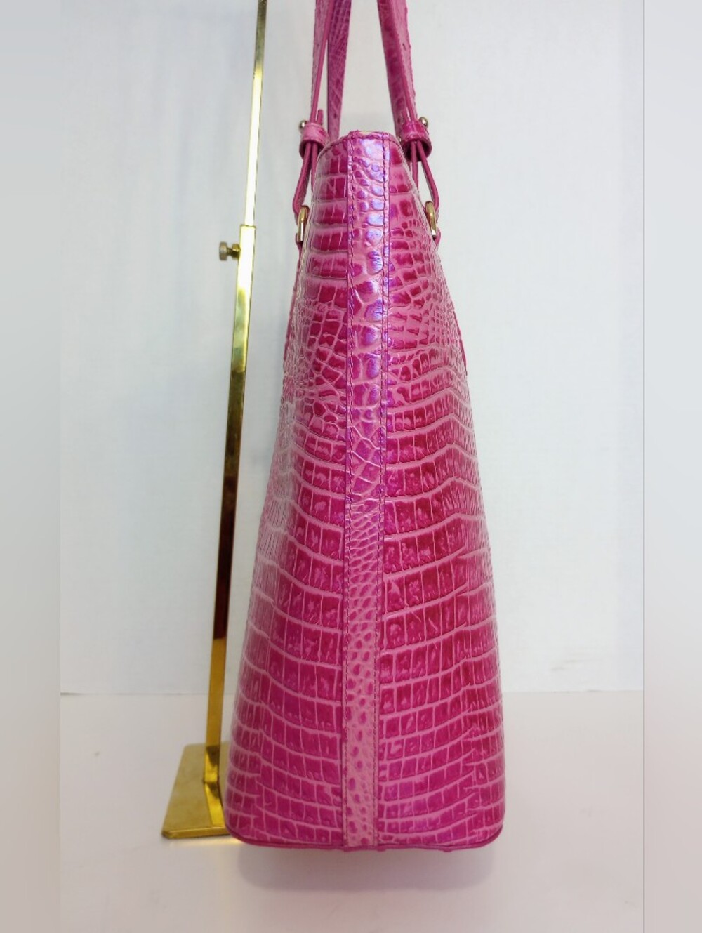 NWOT Brahmin Hibiscus 🌺 Ellen Tote, Crocodile Embossed Leather, Pink - Picture 8 of 14